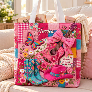 Dolly Parton Forever In Song Pink Patchwork Tote Bag - Personalized Gifts 02palu031026