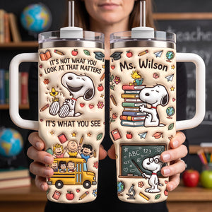 See With Heart Teacher 40oz Tumbler With Handle - Personalized Gifts For Teacher 05QHDH050826