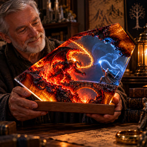 Epic Fantasy Dragon Battle Acrylic Light Box - Personalized Gifts For Fantasy Lovers 06nalu231026