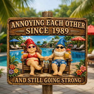 Relaxing Old Couple Metal Sign - Personalized Anniversary Gifts For Couples 02NADT170626-Homacus