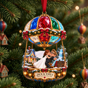 Hot Air Balloon Couple Ornament - Personalized Gifts For Couple Christmas Ornament 02HALU240926