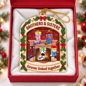 Brothers And Sisters Fireplace Christmas Stockings Acrylic Ornament - Personalized Christmas Gift For Family 02naqn240926