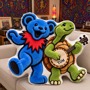 Grateful Dead Blue Dancing Bear And Green Turtle Custom Shaped Pillow - Personalized Gifts For Rock Lovers 03nalu201026