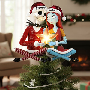 Spooky Couple Christmas Tree Topper - Personalized Gifts For Couple 02toqn201125