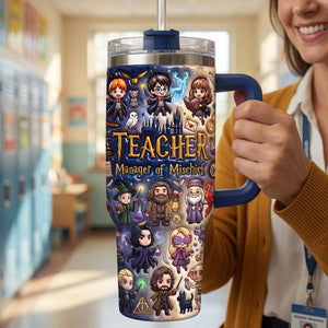 Fancy Teacher 40oz Tumbler With Handle, Personalized Gifts For Teacher 03qhdt230726
