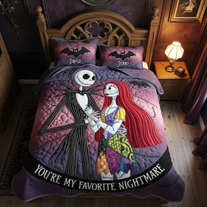Enthusiastic Halloween Couple Quilt Bed Set, Personalized Gifts 02qhtn090825