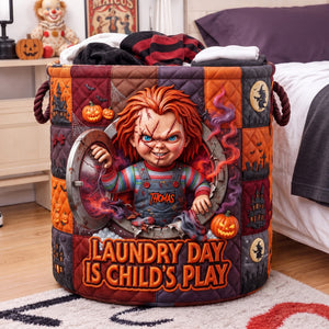 Creepy Doll Quilted Laundry Basket - Personalized Gifts For Halloween 06tylu050826