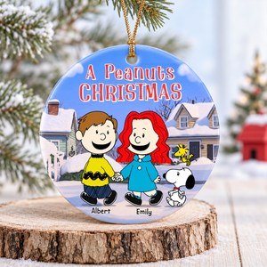 Snow Couple Walking Hand In Hand Ceramic Ornament - Personalized Christmas Gifts 06naqn301026