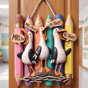 Cute Beachy Seagull Wood Sign - Personalized Gift For Teachers 02HUQN080826