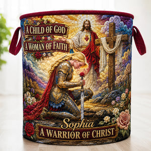 Kneeling Knight Quilted Laundry Basket - Personalized Gifts For Christians 01hudt180726