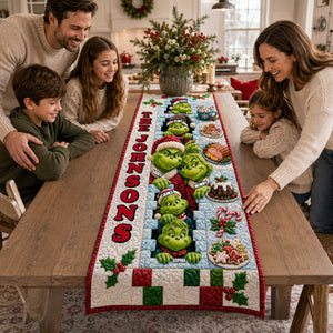 Playful Family Quilted Table Runner, Personalized Christmas Gifts For Family 02qhtn210826