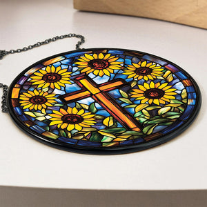Christ Sunflower Stained Glass - Personalized Gifts For Christian 011HUDT050325