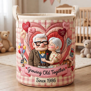 Growing Old Together Quilted Laundry Basket - Personalized Gifts For Couple 02padt270626-Homacus