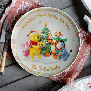 Wonderful Time Round Plate - Personalized Christmas Gift For Family 03PGLU171025