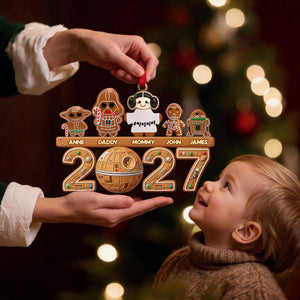 Lovely Legend Gingerbread Family Exploring The Interstellar Acrylic Ornament - Personalized Christmas Gifts For Family 05hulu090926