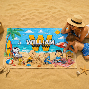 Lovely Beach Squad Initial Letter Alphabet Beach Towel - Personalized Gifts For Kids 01QHDT200726