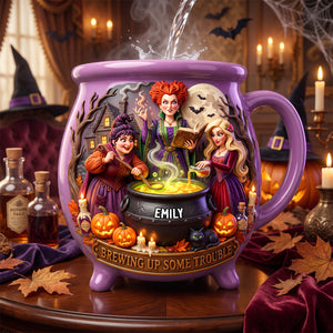 Witchy Sisters Cauldron Mug - Personalized Gifts For Halloween 05todh180826