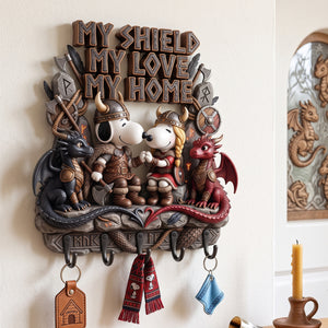 My Shield My Love My Hom, Viking Couples Acrylic Key Hanger - Personalized Gifts For Couples 03pgta180726