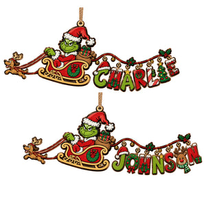 Name Art Mischievous Sleigh Ornament, Personalized Gifts 04QHLU220926