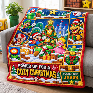 Pixel Adventure Christmas Blanket - Personalized Gifts For Game Lovers 04HALU061026