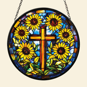 Christ Sunflower Stained Glass - Personalized Gifts For Christian 011HUDT050325