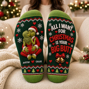 Furry Naughty Couples Middle Tube Socks - Personalized Christmas Gifts For Couples 01ohdt250926