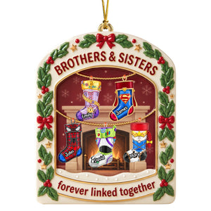 Brothers And Sisters Fireplace Christmas Stockings Acrylic Ornament - Personalized Christmas Gift For Family 02naqn240926