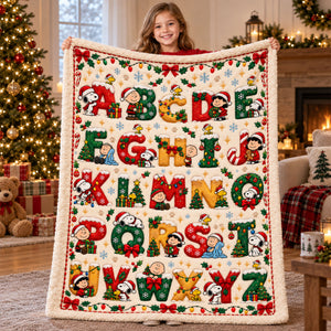 Cute Christmas Alphabet Blanket - Personalized Christmas Gifts 01nati221026