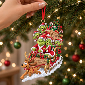 Playful Family Sleigh Ornament, Personalized Gifts For Family 02QHTI140926