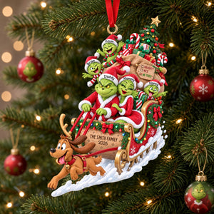 Playful Family Sleigh Ornament, Personalized Gifts For Family 02QHTI140926