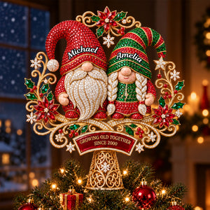 Jolly Gnome Christmas Tree Topper - Personalized Gifts For Couple 07PGTI231026-Homacus