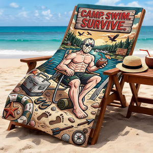 Camp Swim Survive Beach Towel - Personalized Gifts For Horror Lovers 03tyti160726
