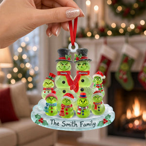 Cute Grouchy Mischief Snowman Family Acrylic Ornament - Personalized Christmas Gifts For Family 01ohti100926-Homacus