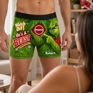 Watch Out He's a Beast Furry Mischief Men Boxer - Personalized Gifts For Sport Lovers 04huti011026