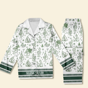 Christmas Toile de Jouy Button Up Pajamas - Personalized Gift For Her 02PGLU300925