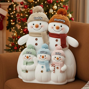 Snowman Family Pillow - Personalized Gifts For Family Christmas Pillow 06TOTI131125-Homacus