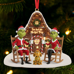 Dog Lover Green Monster Couple Ornament - Personalized Gift For Christmas 03OHTI171025