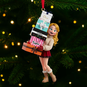 Shopping Girl Ornament - Personalized Gift For Christmas 04NATI181025