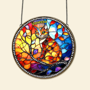 Colorful Cat Stained Glass - Personalized Gifts For Cat Lovers 02humg150825