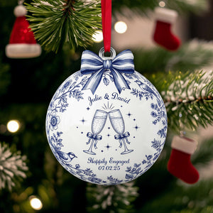 Happily Engaged Couple Ornament - Personalized Christmas Gifts For Couples 01PGLU060925 - Ornament - GoDuckee
