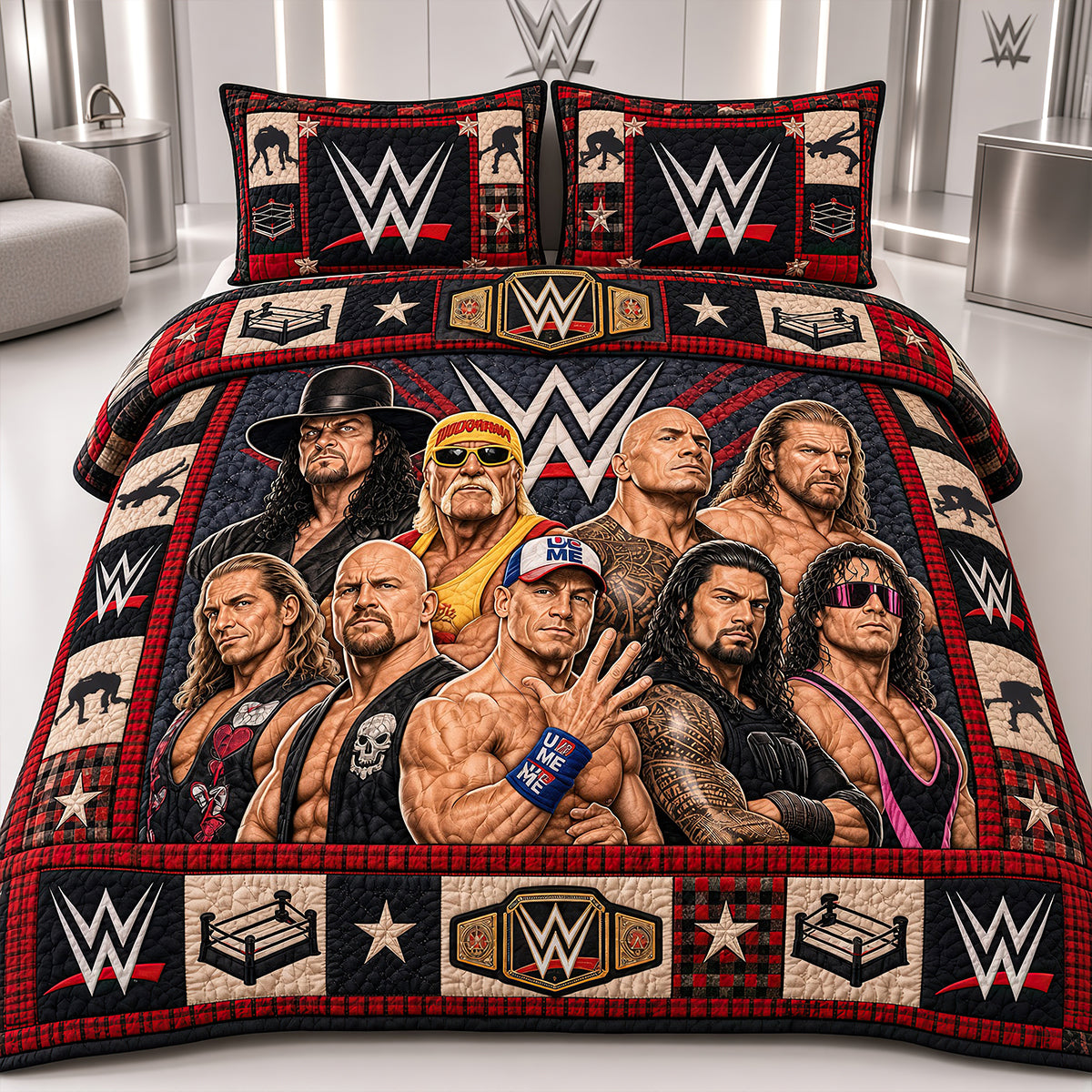 Championship Wrestling Quilt Bed Set - Personalized Gifts For Wrestling Lovers 01nadt131026