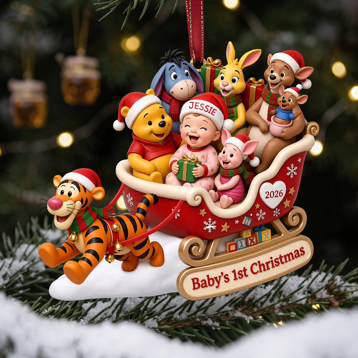 Baby First Christmas Riding in A Santa Sleigh Acrylic Ornament - Personalized Christmas Gifts For Kids 02tyta161026