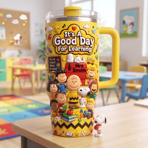 Happy Day Tumbler With Handle - Personalized Gifts For Teacher 07NALU310726