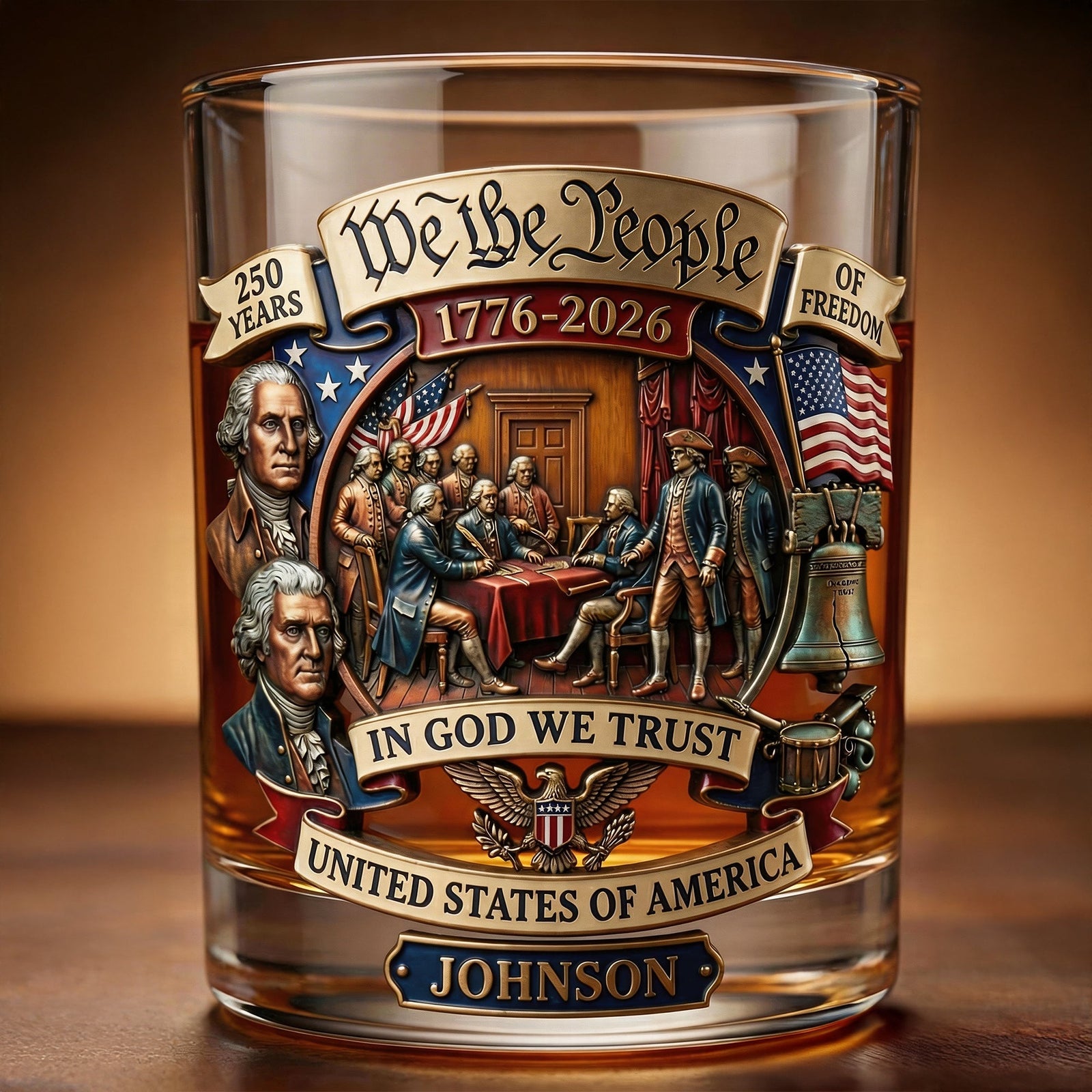 250th Anniversary 11oz Round Glass - Personalized Patriotic Gifts 02tyqn270226 - Glass - GoDuckee