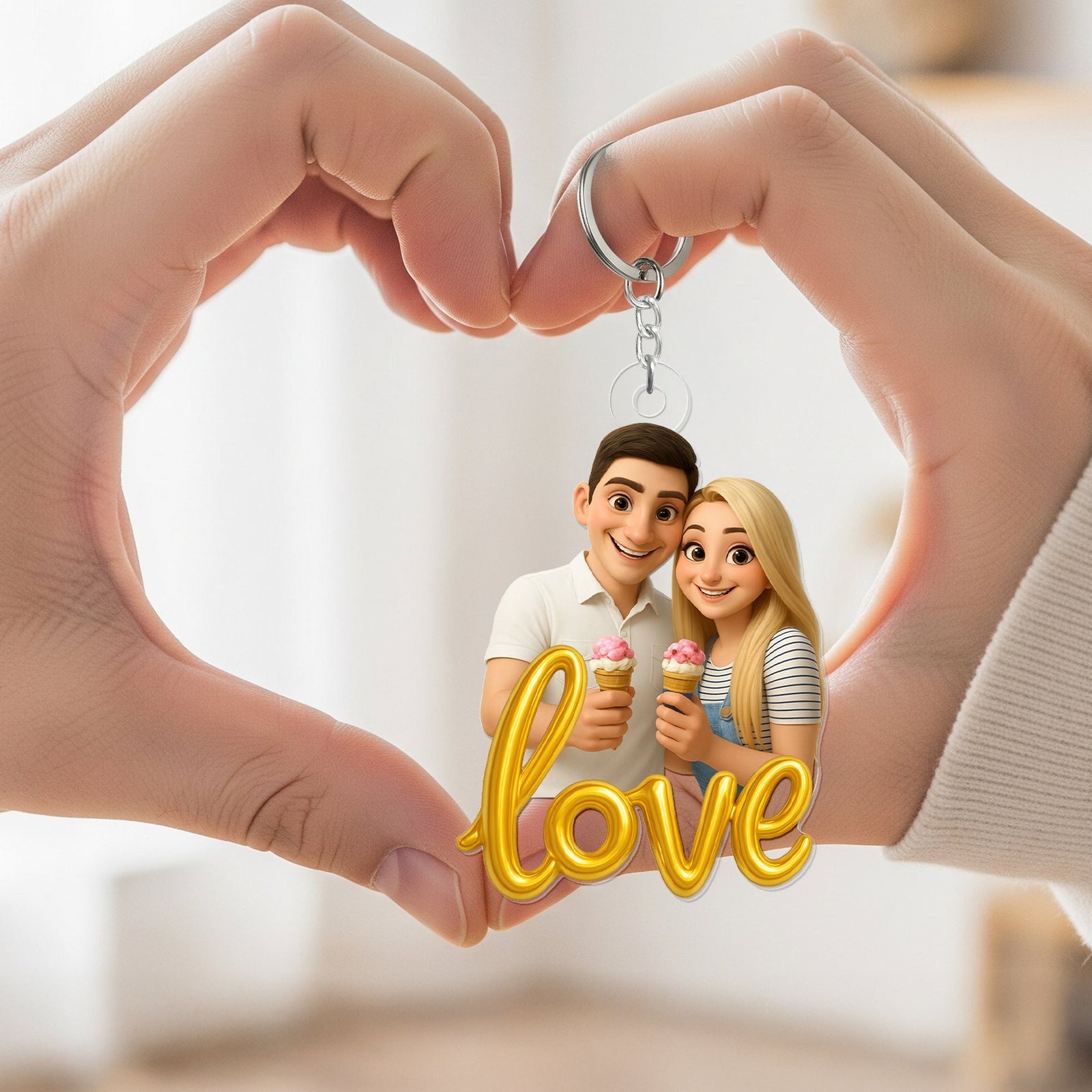 Cartoon Couple Keychain - Custom Photo Gifts For Couple 03pgta070825-Homacus