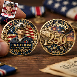 Custom Photo Veteran USA 250th Anniversary Metal Coin - Personalized Gifts For Veterans 03pata060626-Homacus
