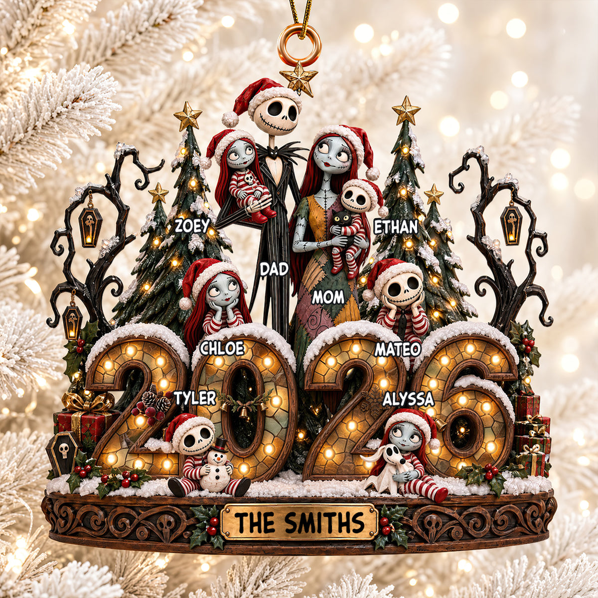 Spooky Family Christmas Ornament - Personalized Gifts For Family 01padt051026
