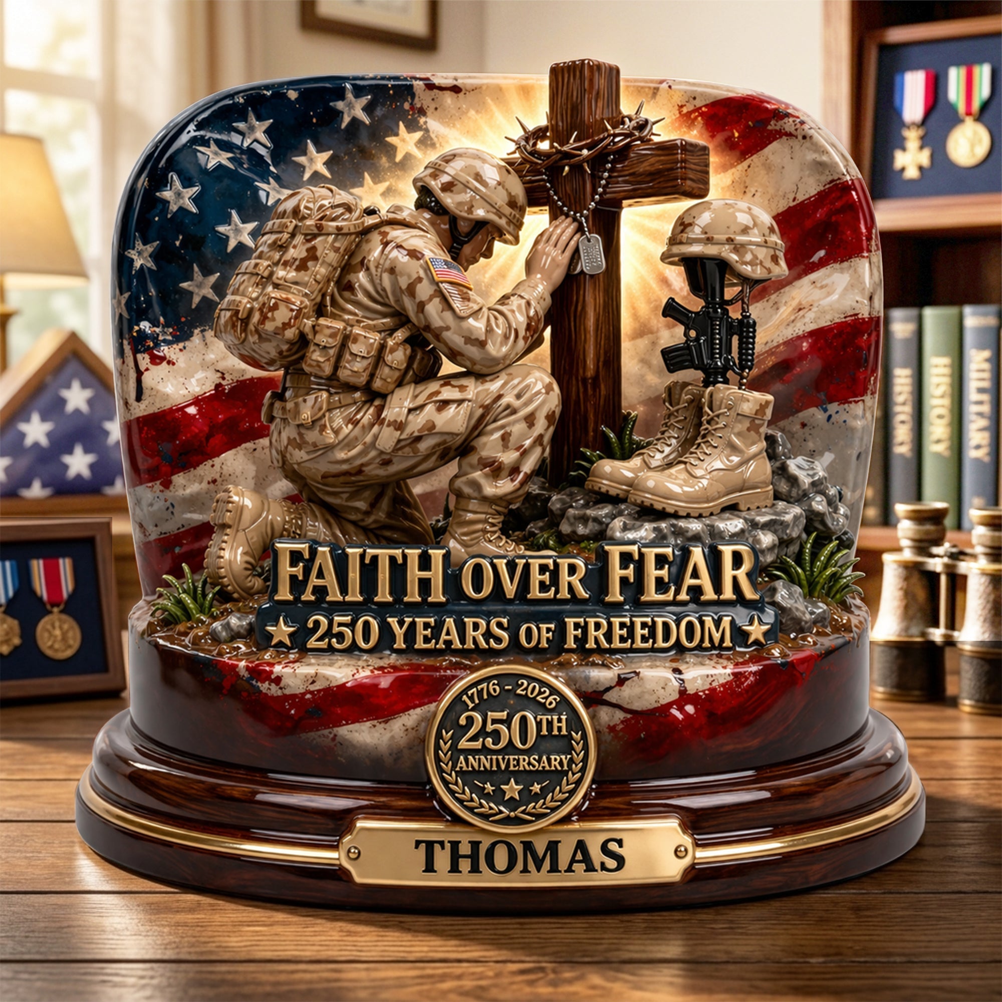 America 250th Anniversary Veteran Acrylic Plaque - Personalized Gifts For Veterans 05TOLU280326 - Shaped Plaques - GoDuckee