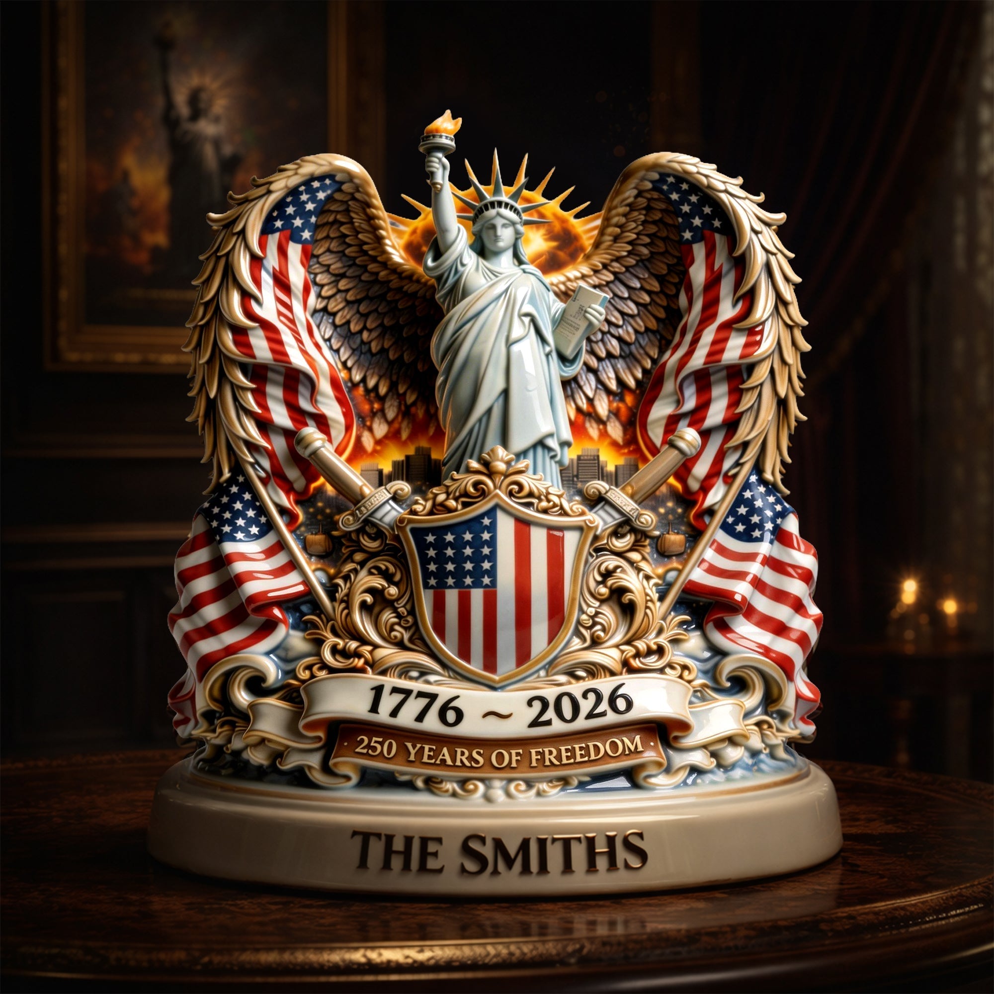 America 250th Anniversary Goddess Of Freedom Acrylic Plaque - Personalized Gifts 03tylu040326 - Shaped Plaques - GoDuckee