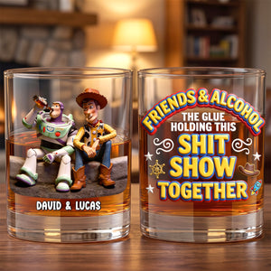 Friends And Drinks Round Glass - Personalized Gifts For Friends 03totn300626